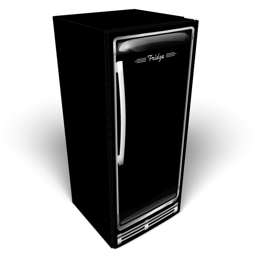 1950's Chrome Trimmed (Black) Refrigerator Wrap 1950's Chrome Trimmed (Black) Refrigerator Wrap